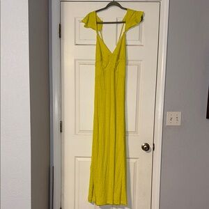 Free People Yellow Sleeveless V-Neck Gown